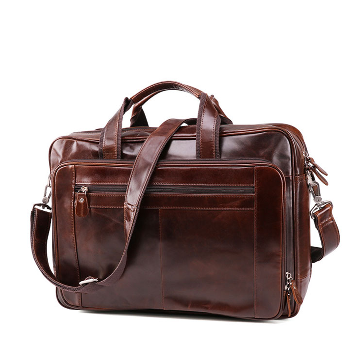 Whatna 天 然牛革 ビジネスバッグ メンズ 2WAY 手提げ・ショルダーバッグ 天然 本革 A4 16インチpc収納可大容量 旅行 出張用 通勤 通学 就活 面接 バッグ かばん 男性用 ブラウン(6415) 0