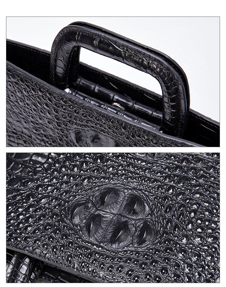 Whatna クロコダイル型押し 牛革 ビジネスバッグ メンズ 2WAY 手提げ・ショルダーバッグ 天然 本革 A4 15.6インチpc収納可大容量 旅行 出張用 通勤 通学 就活 面接 バッグ かばん 男性用 ブラウン 黒い(9099) 4