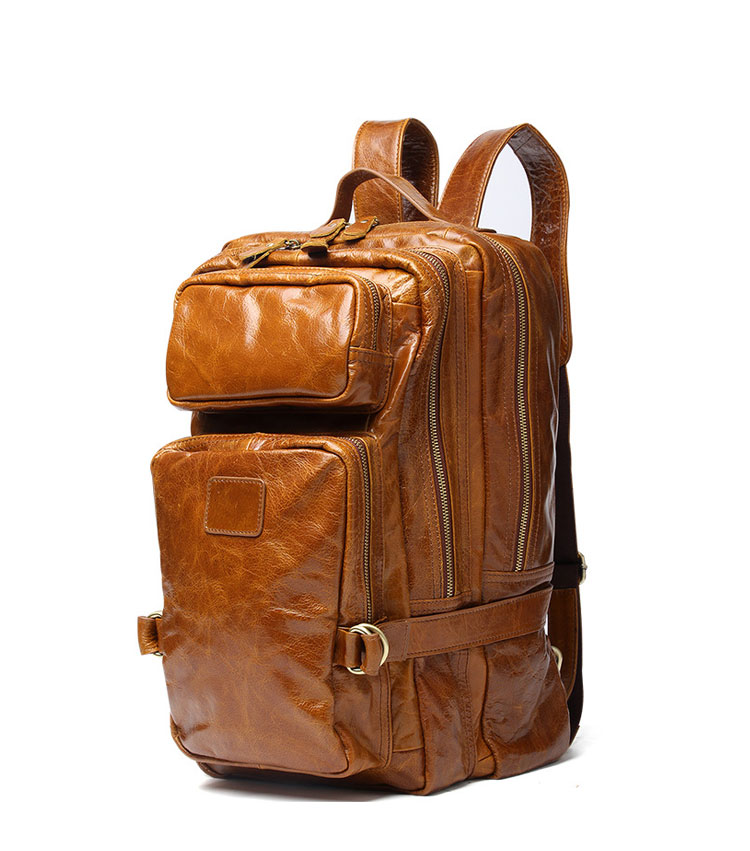 Whatna 天 然牛革 ビジネスバッグ メンズ 2WAY 手提げ・リュック バッグ 天然 本革 A4 16インチpc収納可大容量 旅行 出張用 通勤 通学 就活 面接 バッグ かばん 男性用 ブラウン（8856） 1