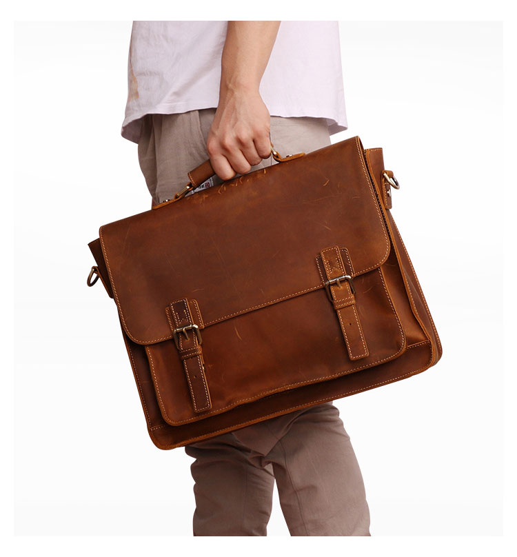 Whatna 天 然牛革 ビジネスバッグ メンズ 2WAY 手提げ・ショルダーバッグ 天然 本革 A4 15.6インチpc収納可大容量 旅行 出張用 通勤 通学 就活 面接 バッグ かばん 男性用 ブラウン（B515） 11