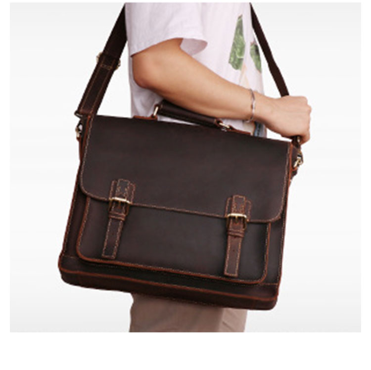 Whatna 天 然牛革 ビジネスバッグ メンズ 2WAY 手提げ・ショルダーバッグ 天然 本革 A4 15.6インチpc収納可大容量 旅行 出張用 通勤 通学 就活 面接 バッグ かばん 男性用 ブラウン（B515） 13