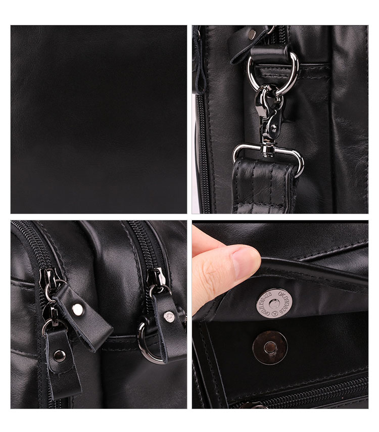 Whatna 天 然牛革 ビジネスバッグ メンズ 2WAY 手提げ・ショルダーバッグ 天然 本革 A4 15.6インチpc収納可大容量 旅行 出張用 通勤 通学 就活 面接 バッグ かばん 男性用 黒（9912） 5