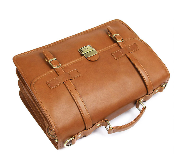 Whatna 天 然牛革 ビジネスバッグ メンズ 2WAY 手提げ・ショルダーバッグ パスワードロックボタング付 盗難防止 天然 本革 A4 15.6インチpc収納可大容量 旅行 出張用 通勤 通学 就活 面接 バッグ かばん 男性用 ブラウン（7397） 3