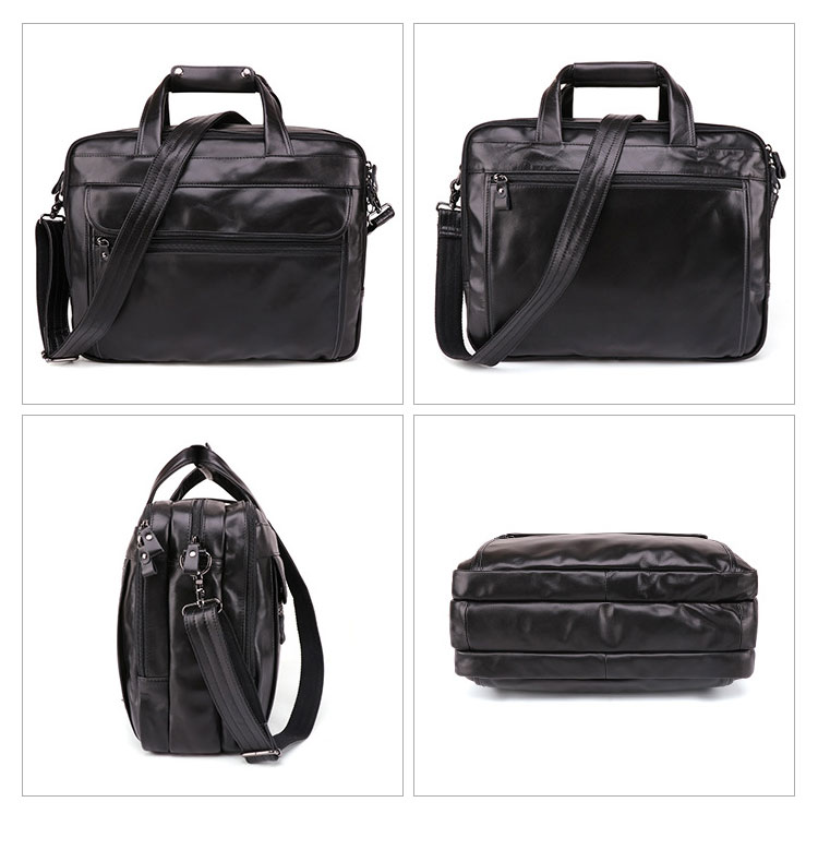 Whatna 天 然牛革 ビジネスバッグ メンズ 2WAY 手提げ・ショルダーバッグ 天然 本革 A4 15.6インチpc収納可大容量 旅行 出張用 通勤 通学 就活 面接 バッグ かばん 男性用 黒（9912） 1