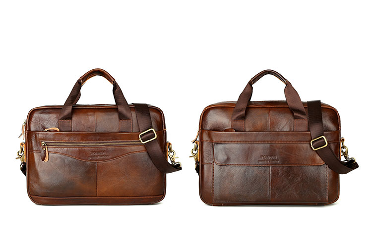 Whatna 天 然牛革 ビジネスバッグ メンズ 2WAY 手提げ・ショルダーバッグ 天然 本革 A4 15.6インチpc収納可大容量 旅行 出張用 通勤 通学 就活 面接 バッグ かばん 男性用 ブラウン（9029） 0