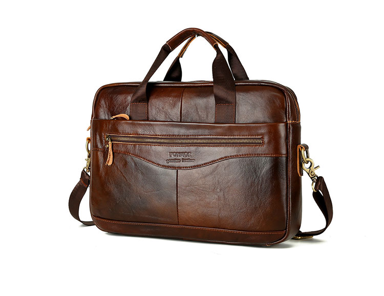 Whatna 天 然牛革 ビジネスバッグ メンズ 2WAY 手提げ・ショルダーバッグ 天然 本革 A4 15.6インチpc収納可大容量 旅行 出張用 通勤 通学 就活 面接 バッグ かばん 男性用 ブラウン（9029） 1