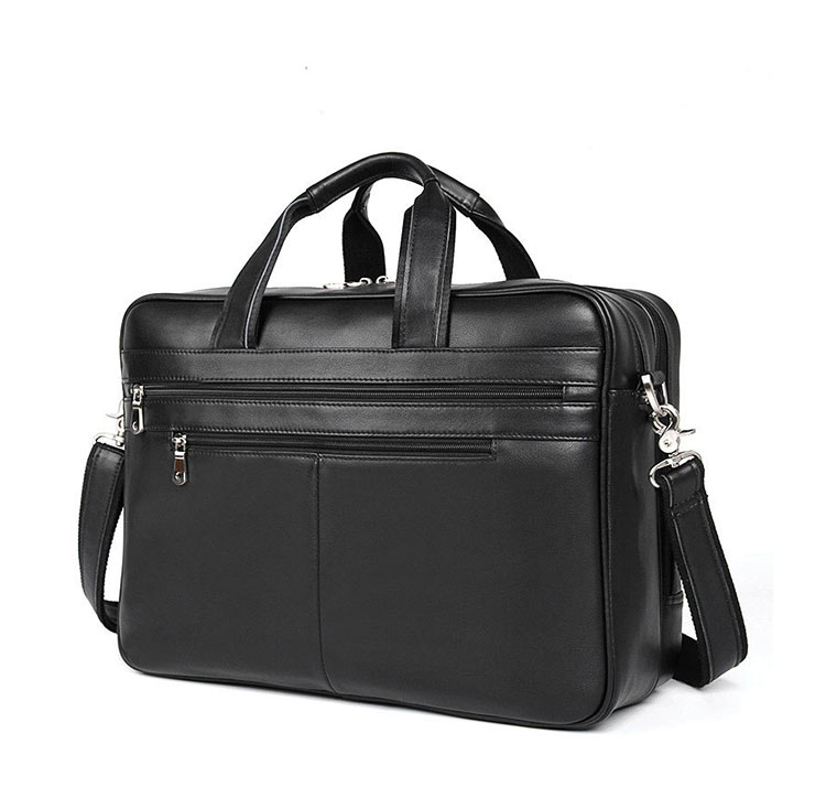 Whatna 天 然牛革 ビジネスバッグ メンズ 2WAY 手提げ・ショルダーバッグ 天然 本革 A4 17インチpc収納可大容量 旅行 出張用 通勤 通学 就活 面接 バッグ かばん 男性用 黒(7319A) 0