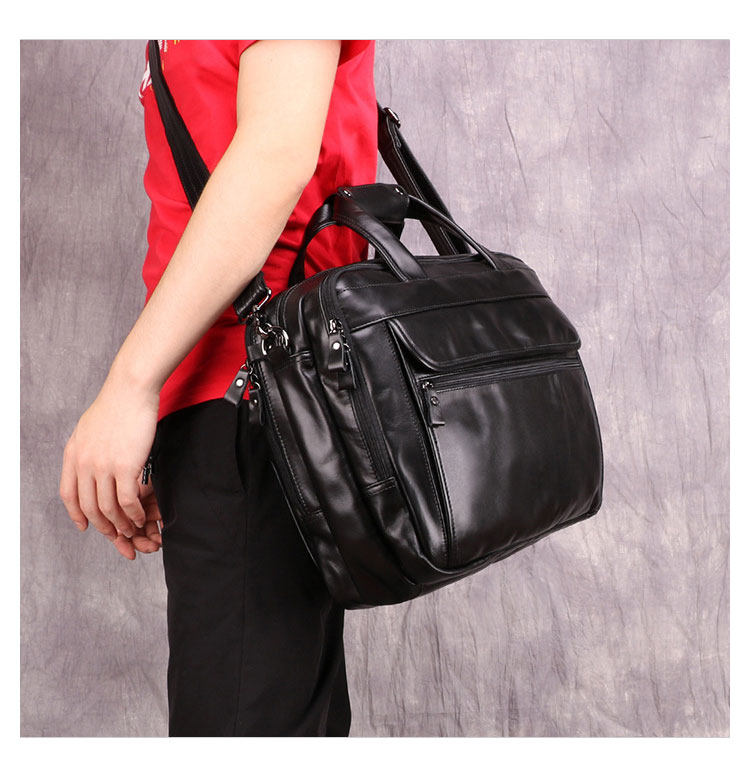 Whatna 天 然牛革 ビジネスバッグ メンズ 2WAY 手提げ・ショルダーバッグ 天然 本革 A4 15.6インチpc収納可大容量 旅行 出張用 通勤 通学 就活 面接 バッグ かばん 男性用 黒（9912） 6