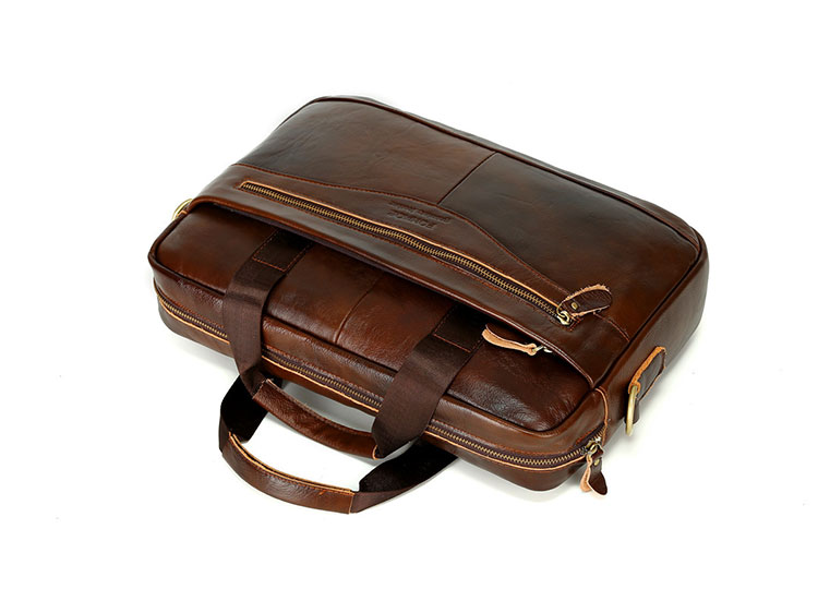 Whatna 天 然牛革 ビジネスバッグ メンズ 2WAY 手提げ・ショルダーバッグ 天然 本革 A4 15.6インチpc収納可大容量 旅行 出張用 通勤 通学 就活 面接 バッグ かばん 男性用 ブラウン（9029） 3