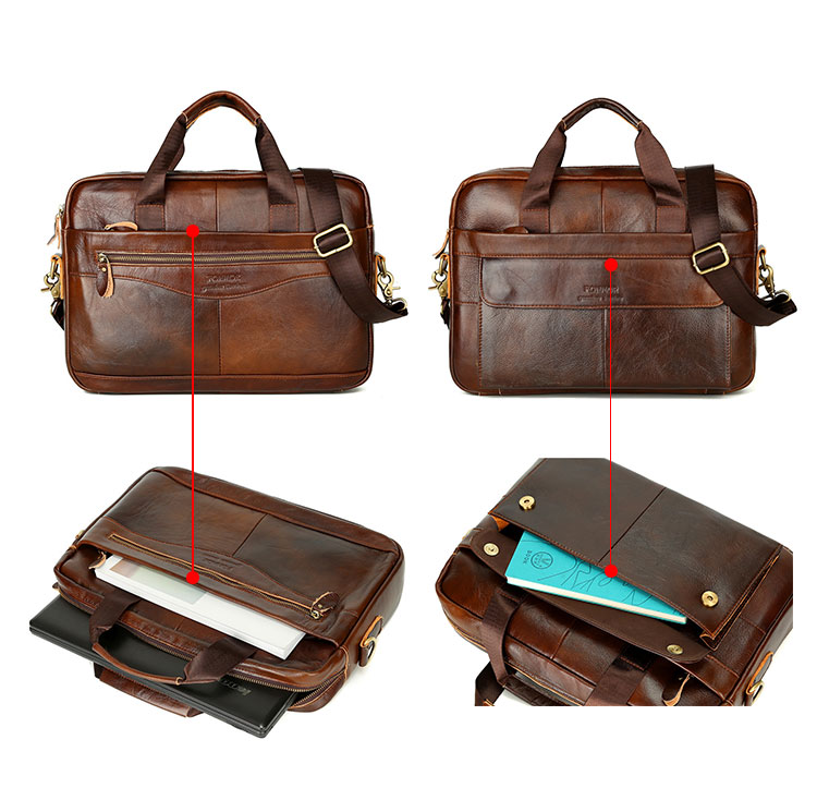 Whatna 天 然牛革 ビジネスバッグ メンズ 2WAY 手提げ・ショルダーバッグ 天然 本革 A4 15.6インチpc収納可大容量 旅行 出張用 通勤 通学 就活 面接 バッグ かばん 男性用 ブラウン（9029） 6