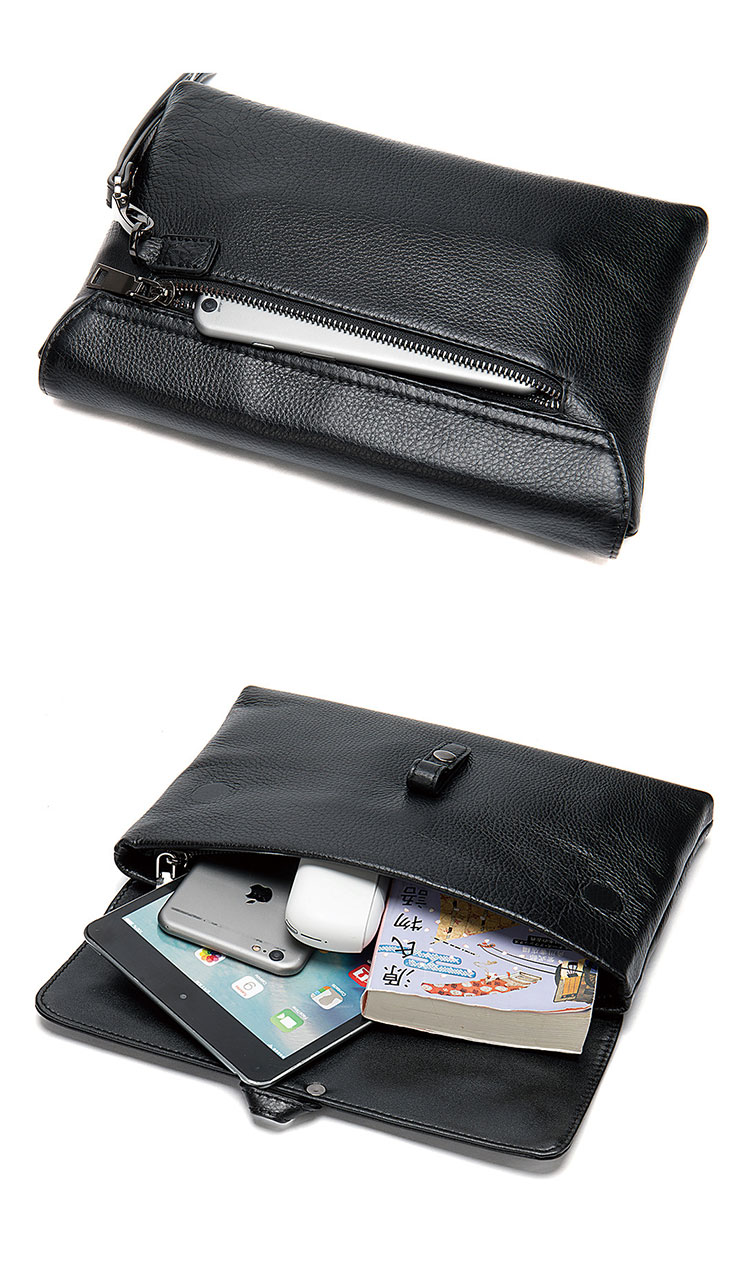 Whatna 2way 天然 牛革セカンドバッグ メンズ クラッチ バッグ 厚手 本革 レザー 盗難防止の機能 ビジネス カジュアル フォーマル 冠婚葬祭 結婚式 バッグ紳士用 男性用 2028黒 6