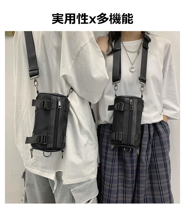 Whatna 3wayミニショルダーバッグ メンズ レディース ボディーバッグ 胸バッグ 横型 ショルダーミニポーチ ナイロン 防水 軽量 小型 小さめメッセンジャーバッグ 斜め掛け ビジネス バッグ 通学 通勤鞄 自転車鞄 かばん男性用 黒 (3076) 12