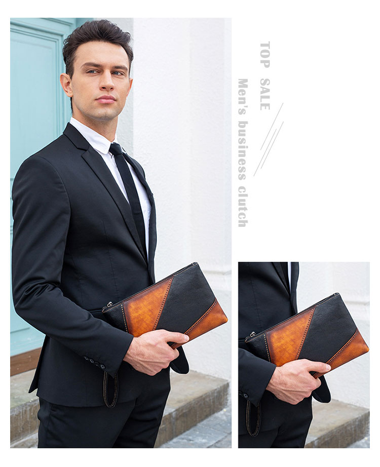 Whatna 2way 天然 牛革セカンドバッグ メンズ クラッチ バッグ 厚手 本革 レザー ビジネス カジュアル フォーマル 冠婚葬祭 結婚式 バッグ紳士用 男性用 6