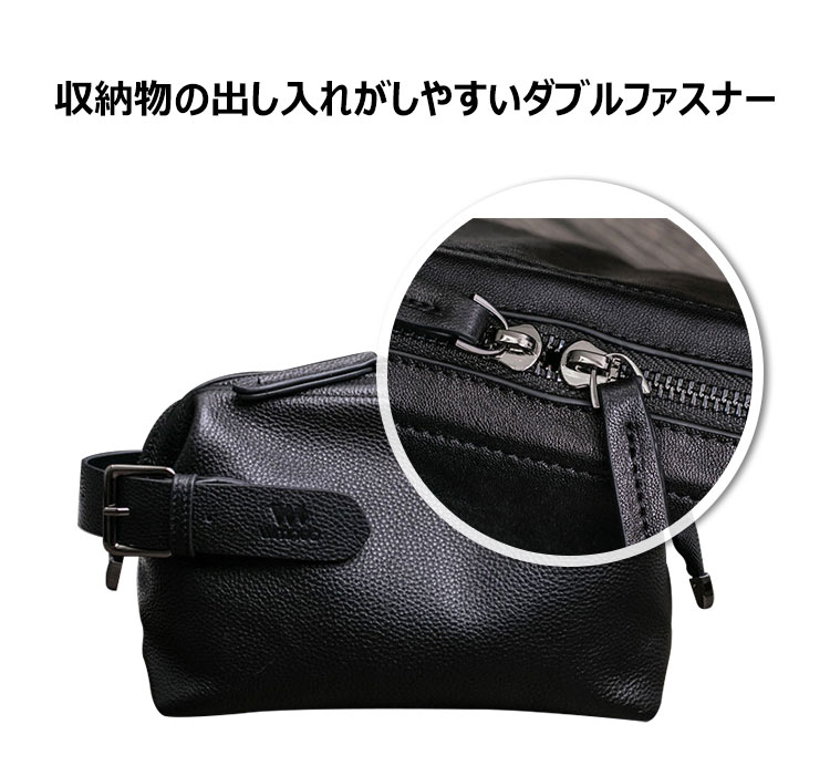 Whatna 2WAYハンドル ドラム型 牛革 セカンドバッグ メンズ バッグ クラッチ バッグ 小さい ボックス型 ダブルファスナー厚手 本 革 レザー 結婚式 バッグ フォーマル ビジネス 冠婚葬祭 バッグ 男性用 紳士用 (hs-1514) 8