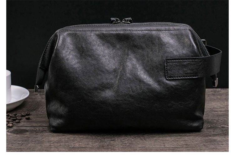 Whatna 2WAYハンドル ドラム型 牛革 セカンドバッグ メンズ バッグ クラッチ バッグ 小さい ボックス型 ダブルファスナー厚手 本 革 レザー 結婚式 バッグ フォーマル ビジネス 冠婚葬祭 バッグ 男性用 紳士用 (hs-1514) 2