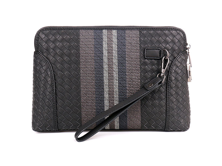 Whatna 2way 天然 牛革 手作り編み込み セカンドバッグ メンズ せかんどばっく パスワードロックボタン付 厚手 本革 10.5 ipad 収納可 結婚式 バッグ フォーマル ビジネス 冠婚葬祭 バッグ 男性用 紳士用 黒 （B#PR5333） 2