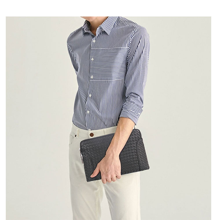 Whatna 2way 天然 牛革 手作り編み込み セカンドバッグ メンズ せかんどばっく パスワードロックボタン付 厚手 本革 10.5 ipad 収納可 結婚式 バッグ フォーマル ビジネス 冠婚葬祭 バッグ 男性用 紳士用 黒 （B#PR5333） 11