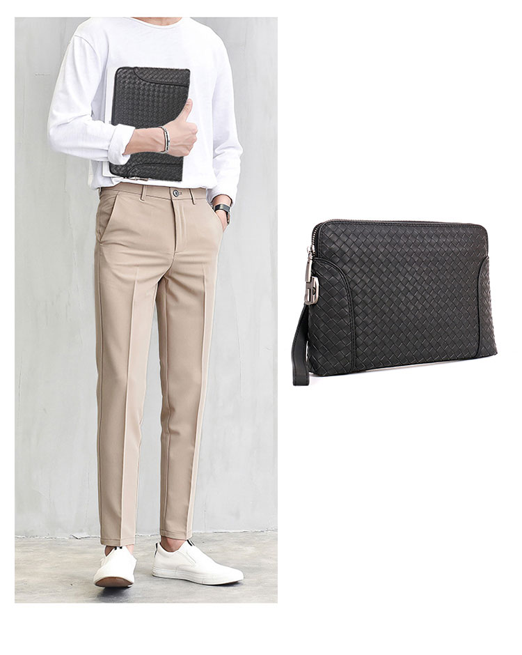 Whatna 2way 天然 牛革 手作り編み込み セカンドバッグ メンズ せかんどばっく パスワードロックボタン付 厚手 本革 10.5 ipad 収納可 結婚式 バッグ フォーマル ビジネス 冠婚葬祭 バッグ 男性用 紳士用 黒 （B#PR5333） 12