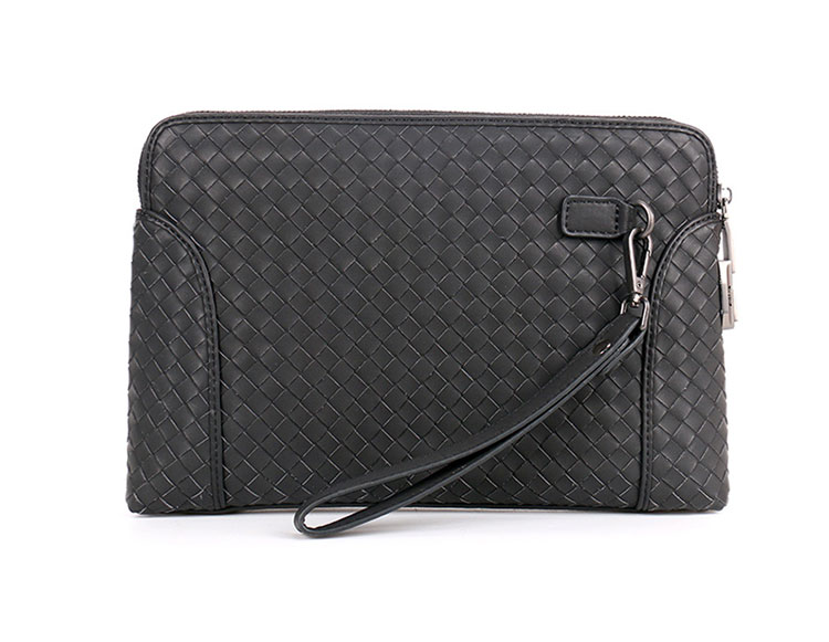 Whatna 2way 天然 牛革 手作り編み込み セカンドバッグ メンズ せかんどばっく パスワードロックボタン付 厚手 本革 10.5 ipad 収納可 結婚式 バッグ フォーマル ビジネス 冠婚葬祭 バッグ 男性用 紳士用 黒 （B#PR5333） 5