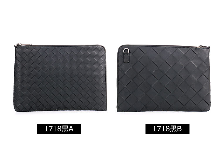 Whatna 2way 牛革 手作り編み込み メンズ セカンド バッグ ショルダーベルト付属 Lファスナー 大きめ A4 ipad pro 13収納可 本革 クラッチ ショルダー 結婚式 バッグ ビジネス フォーマル 冠婚葬祭 バッグ紳士用 男性用 黒(1718) 0