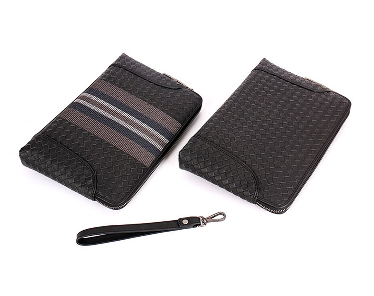 Whatna 2way 天然 牛革 手作り編み込み セカンドバッグ メンズ せかんどばっく パスワードロックボタン付 厚手 本革 10.5 ipad 収納可 結婚式 バッグ フォーマル ビジネス 冠婚葬祭 バッグ 男性用 紳士用 黒 （B#PR5333） 0