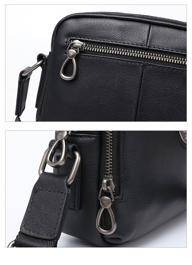 Whatna 天然牛革 ショルダーバッグ メンズ メッセンジャーバッグ小さめ ビジネスバッグ 横型 2室仕切 本革 通勤 通学 斜めがけバッグ オシャレ な シンプル な 軽量 実用 自転車 かばん男性用 ブラウン 黒(6415) 9