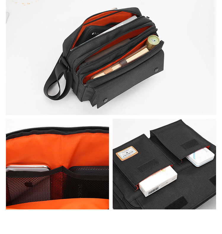 Whatnaショルダーバッグ メンズ メッセンジャーバッグ 防水 頑丈 軽量 横型 A4 ipad pro 12.9収納可 収納ポケット多 オックスフォード布 撥水 耐磨耗 かたかけバッグ メンズ 斜めがけ バッグ 男性用 紳士用 黒 青GK0075 6