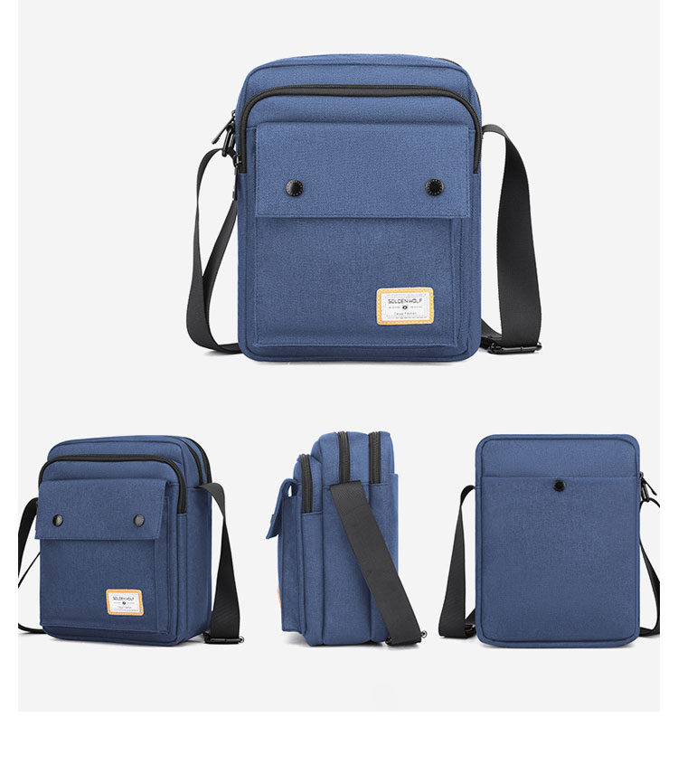 Whatnaショルダーバッグ メンズ メッセンジャーバッグ 防水 頑丈 軽量 縦型 B5 ipad 9.7収納可 収納ポケット多 オックスフォード布 撥水 耐磨耗 かたかけバッグ メンズ 斜めがけ バッグ 男性用 紳士用 黒 青GK0076 3