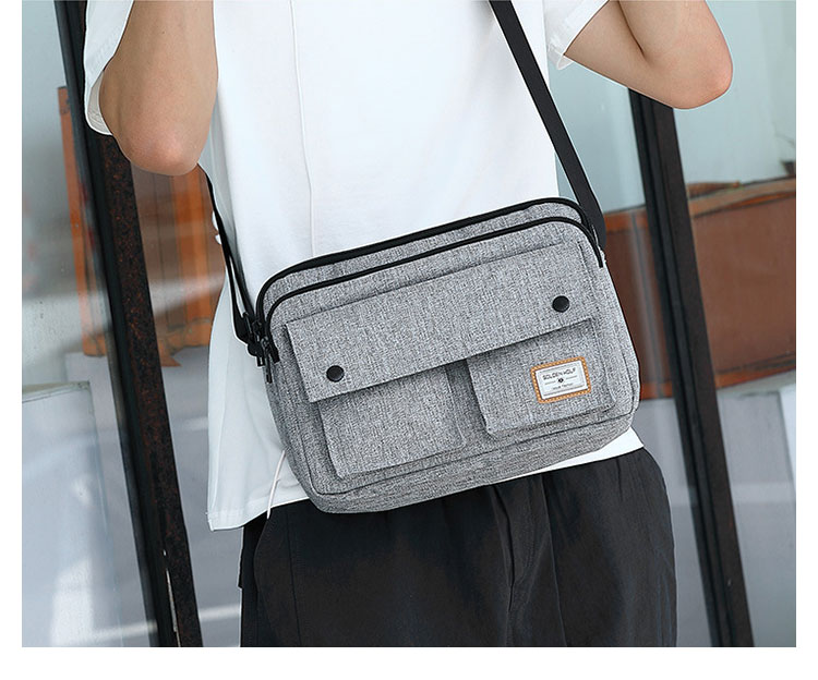 Whatnaショルダーバッグ メンズ メッセンジャーバッグ 防水 頑丈 軽量 横型 A4 ipad pro 12.9収納可 収納ポケット多 オックスフォード布 撥水 耐磨耗 かたかけバッグ メンズ 斜めがけ バッグ 男性用 紳士用 黒 青GK0075 9