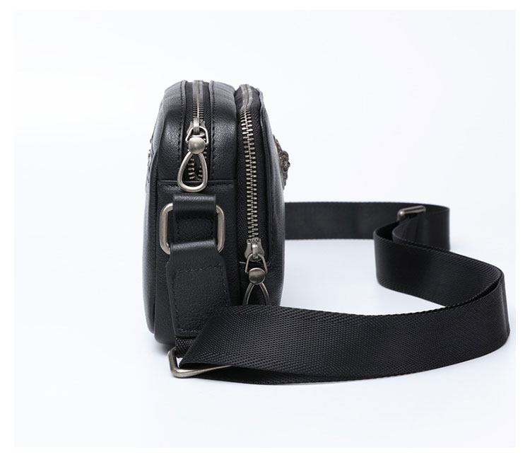 Whatna 天然牛革 ショルダーバッグ メンズ メッセンジャーバッグ小さめ ビジネスバッグ 横型 2室仕切 本革 通勤 通学 斜めがけバッグ オシャレ な シンプル な 軽量 実用 自転車 かばん男性用 ブラウン 黒(6415) 1