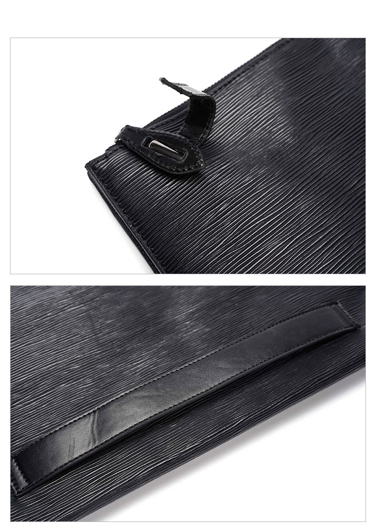 Whatna 革 セカンドバッグ メンズ クラッチ バッグ 大さめ A4 13.3インチ Ipad air収納可 L字ファスナー ファイルバッグ 封筒袋 手持ちバッグ ビジネス カジュアル フォーマル 結婚式 バッグ 冠婚葬祭 バッグ 通勤用 仕事用 紳士用 男性用 黒 5