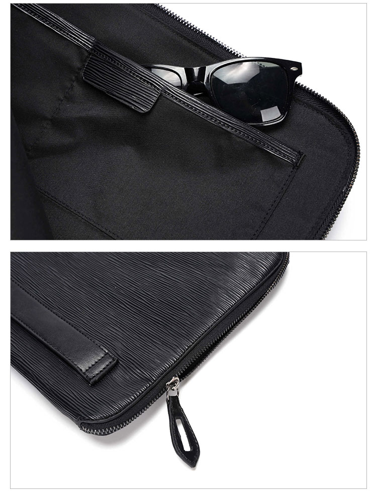 Whatna 革 セカンドバッグ メンズ クラッチ バッグ 大さめ A4 13.3インチ Ipad air収納可 L字ファスナー ファイルバッグ 封筒袋 手持ちバッグ ビジネス カジュアル フォーマル 結婚式 バッグ 冠婚葬祭 バッグ 通勤用 仕事用 紳士用 男性用 黒 6