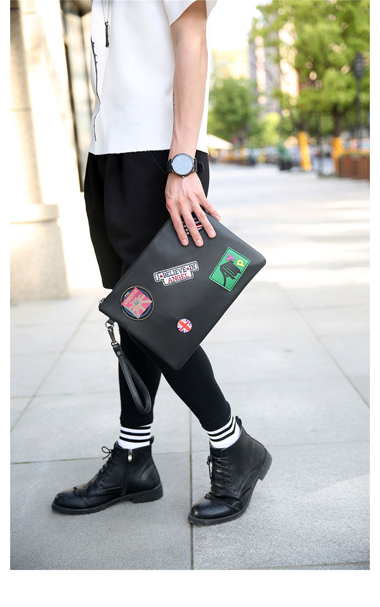 Whatna 2way革 メンズ セカンド バッグ ショルダーベルト付属 大きめ A4 ipad 10.5収納可 本革 クラッチ ショルダー 結婚式 バッグ ビジネス フォーマル 冠婚葬祭 バッグ紳士用 男性用 黒 (6015+7) 7