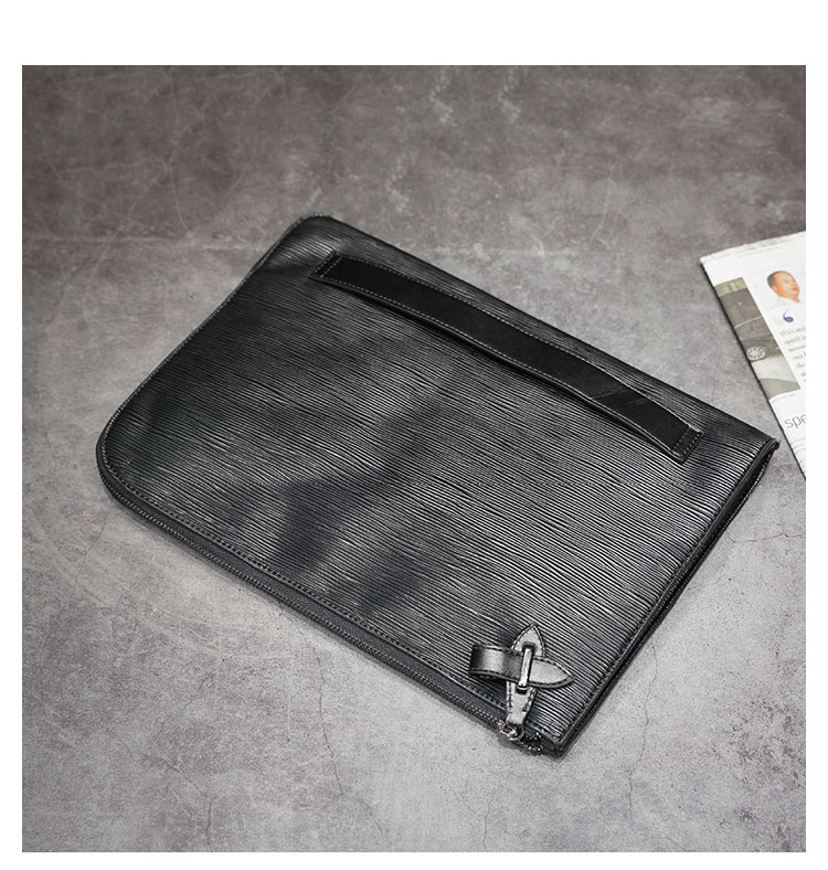 Whatna 革 セカンドバッグ メンズ クラッチ バッグ 大さめ A4 13.3インチ Ipad air収納可 L字ファスナー ファイルバッグ 封筒袋 手持ちバッグ ビジネス カジュアル フォーマル 結婚式 バッグ 冠婚葬祭 バッグ 通勤用 仕事用 紳士用 男性用 黒 7