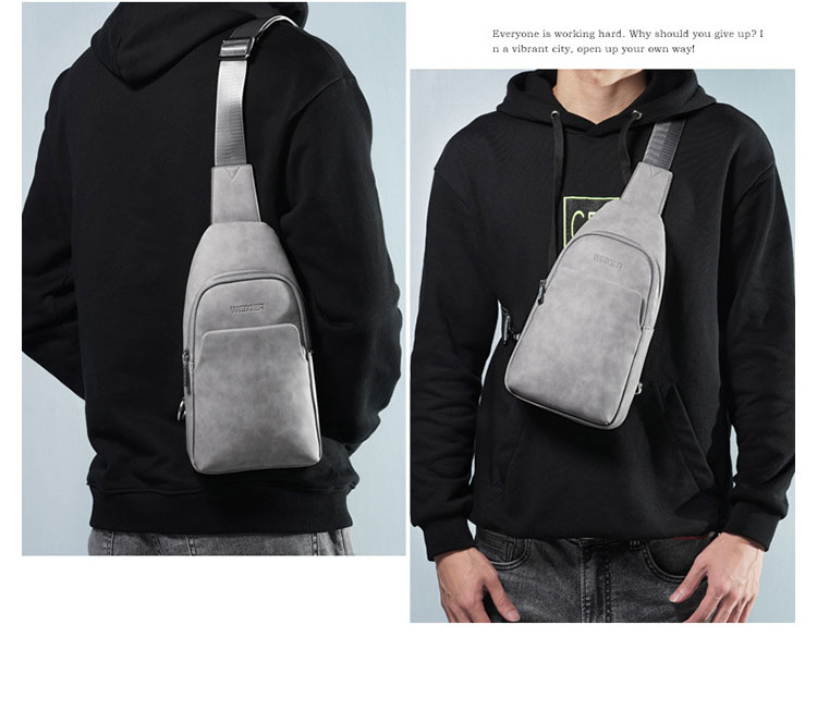 Whatna斜めがけ ボディバッグ ワンショルダー メンズ イヤホン穴付き 本 革 厚手  レザー 黒 グレー  9505 12