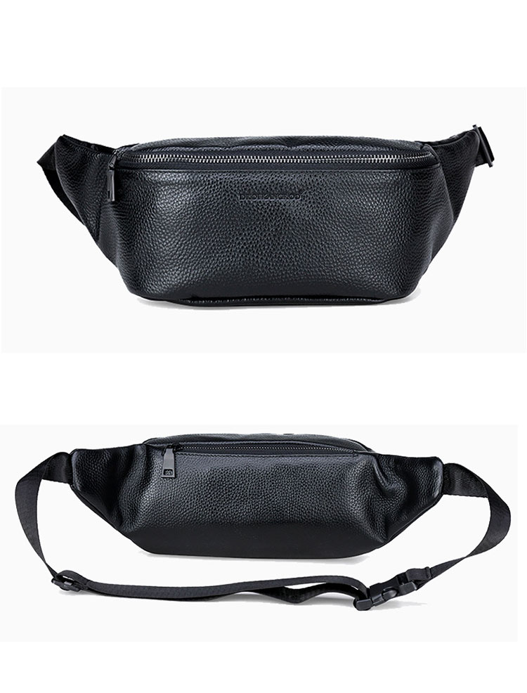 Whatna 3way牛革 ボディバッグ・ワンショルダーバッグ メンズ ウエストポーチ 本 革 厚手カード6枚収納可 レザー 斜め掛けバッグ スポーツバッグ 自転車 カジュアル 遠足 旅行 通勤 通学 黒（KY66308） 0