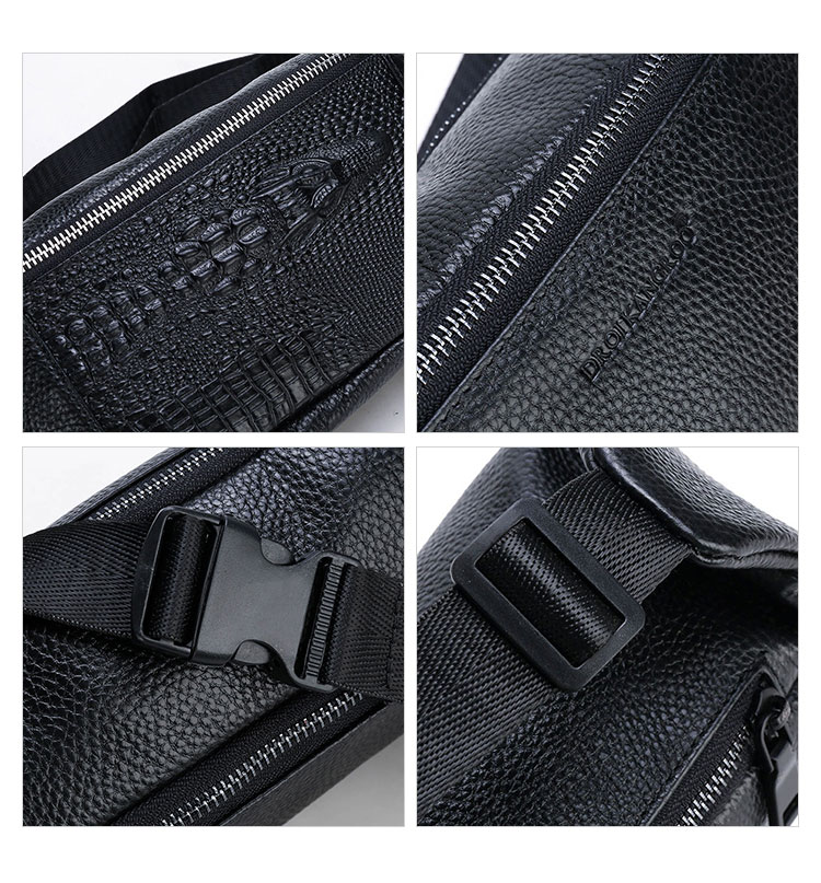 Whatna 3way牛革 ボディバッグ・ワンショルダーバッグ メンズ ウエストポーチ 本 革 厚手カード6枚収納可 レザー 斜め掛けバッグ スポーツバッグ 自転車 カジュアル 遠足 旅行 通勤 通学 黒（KY66308） 4