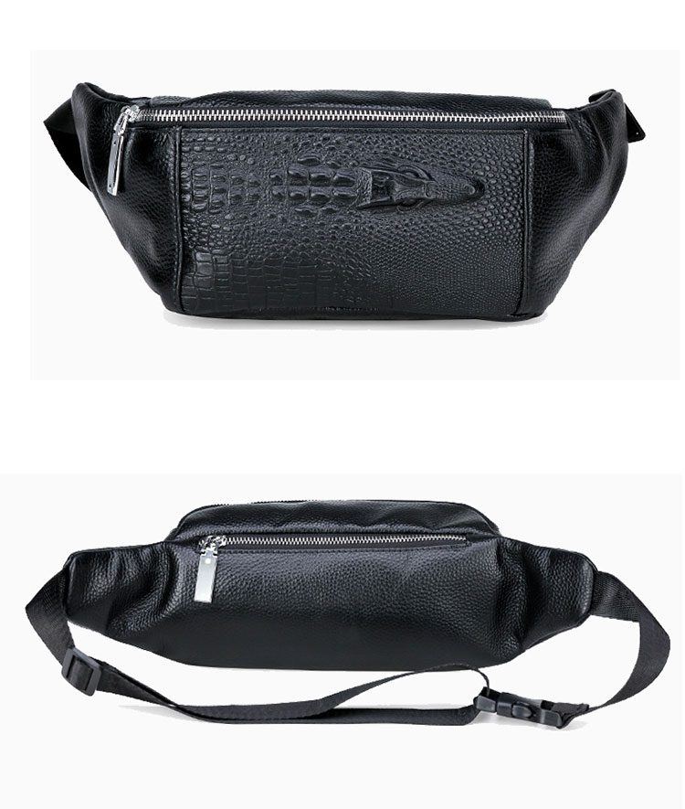 Whatna 3way牛革 ボディバッグ・ワンショルダーバッグ メンズ ウエストポーチ 本 革 厚手カード6枚収納可 レザー 斜め掛けバッグ スポーツバッグ 自転車 カジュアル 遠足 旅行 通勤 通学 黒（KY66308） 1