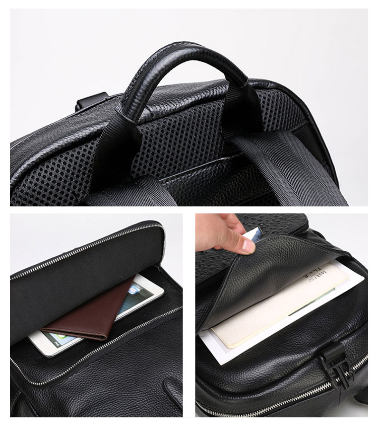 Whatna 牛革 ビジネスバッグメンズ バッグ 手提げ・リュックの2WAY 本革 厚手本革 A4 15.6インチpc収納可 大容量 盗難防止 旅行 出張用 通勤 通学 就活 面接 バッグ かばん 男性用  黒（66284） 6