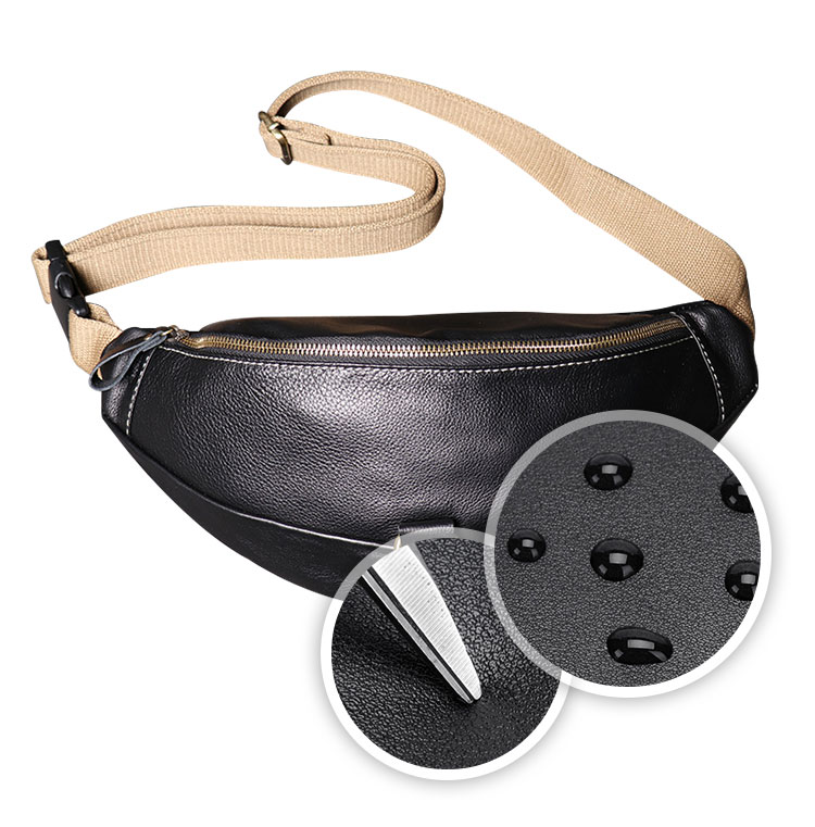 Whatna 3way 天然牛革 ボディバッグ・ワンショルダーバッグ メンズ ウエストポーチ本 革 厚手 レザー  斜め掛けバッグ スポーツバッグ 自転車 カジュアル 遠足 旅行 通勤 通学 黒（3713） 6