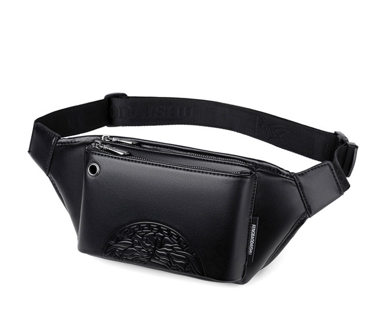 Whatna 3way 革 ボディバッグ・ワンショルダーバッグ メンズ ウエストポーチ イヤホン穴付き 本 革 厚手 レザー  斜め掛けバッグ スポーツバッグ 自転車 カジュアル 遠足 旅行 通勤 通学 黒（FB-011#） 1