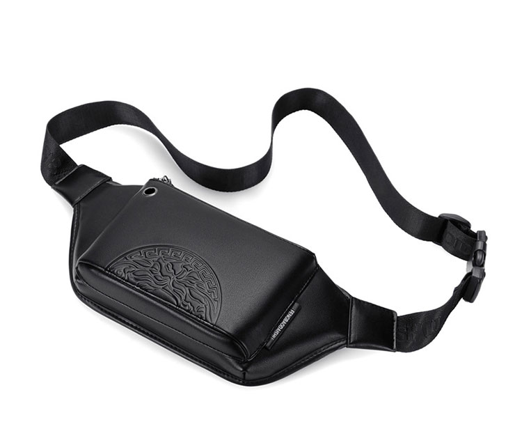 Whatna 3way 革 ボディバッグ・ワンショルダーバッグ メンズ ウエストポーチ イヤホン穴付き 本 革 厚手 レザー  斜め掛けバッグ スポーツバッグ 自転車 カジュアル 遠足 旅行 通勤 通学 黒（FB-011#） 4