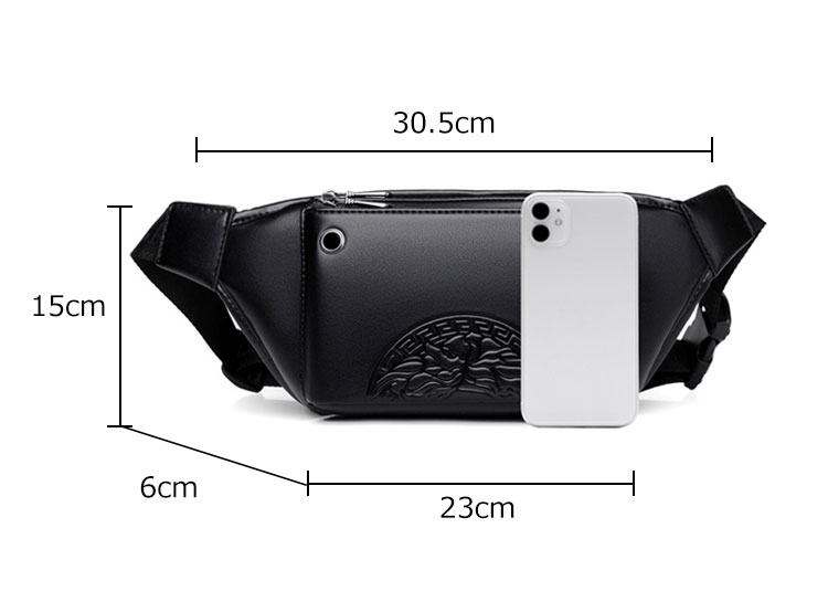 Whatna 3way 革 ボディバッグ・ワンショルダーバッグ メンズ ウエストポーチ イヤホン穴付き 本 革 厚手 レザー  斜め掛けバッグ スポーツバッグ 自転車 カジュアル 遠足 旅行 通勤 通学 黒（FB-011#） 6