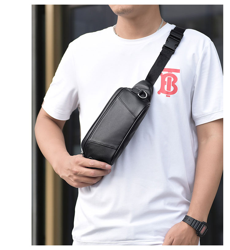 Whatna 3way 牛革 ボディバッグ・ワンショルダーバッグ メンズ ウエストポーチ イヤホン穴付き 本 革 厚手 レザー  斜め掛けバッグ スポーツバッグ 自転車 カジュアル 遠足 旅行 通勤 通学 黒（HA-089） 10