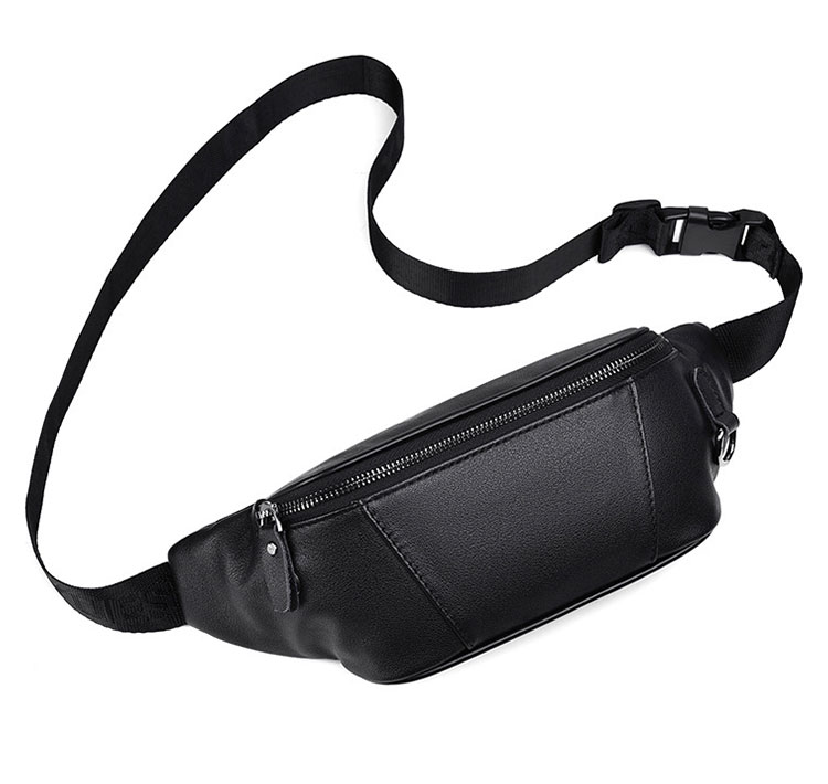 Whatna 3way 牛革 ボディバッグ・ワンショルダーバッグ メンズ ウエストポーチ イヤホン穴付き 本 革 厚手 レザー  斜め掛けバッグ スポーツバッグ 自転車 カジュアル 遠足 旅行 通勤 通学 黒（HA-089） 4