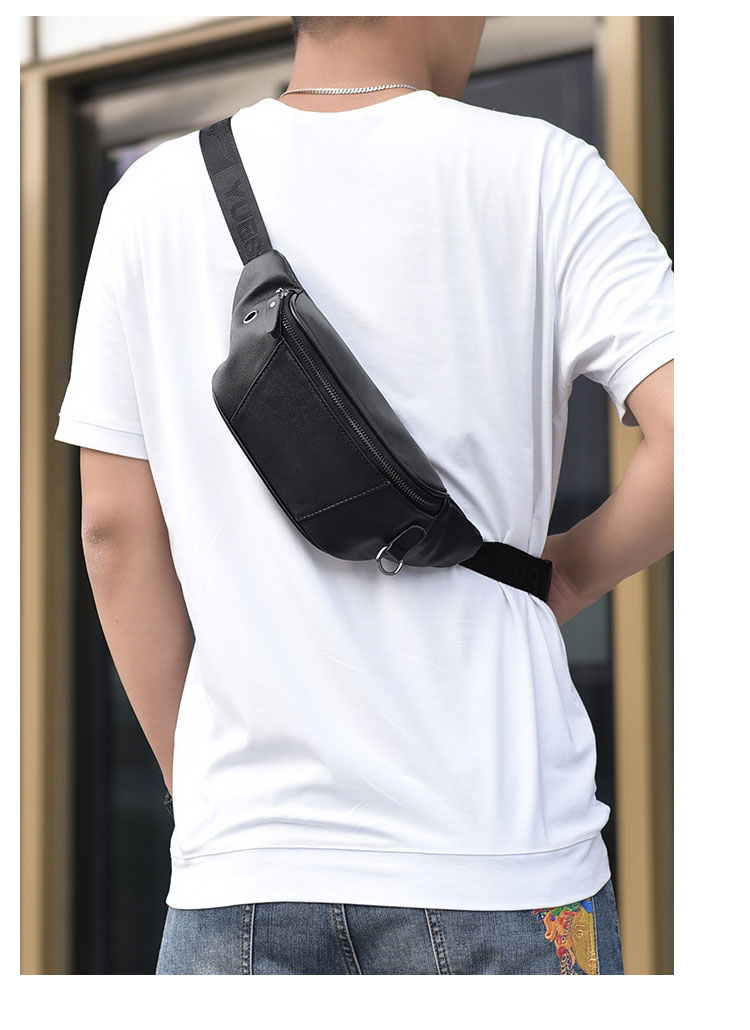 Whatna 3way 牛革 ボディバッグ・ワンショルダーバッグ メンズ ウエストポーチ イヤホン穴付き 本 革 厚手 レザー  斜め掛けバッグ スポーツバッグ 自転車 カジュアル 遠足 旅行 通勤 通学 黒（HA-089） 11