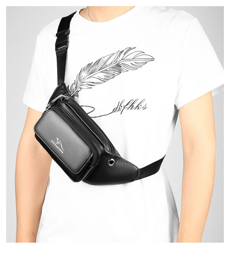 Whatna 3way 革 ボディバッグ・ワンショルダーバッグ メンズ ウエストポーチ イヤホン穴付き 本 革 厚手 レザー  斜め掛けバッグ スポーツバッグ 自転車 カジュアル 遠足 旅行 通勤 通学 黒（hs-1541） 7