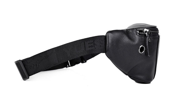 Whatna 3way 牛革 ボディバッグ・ワンショルダーバッグ メンズ ウエストポーチ イヤホン穴付き 本 革 厚手 レザー  斜め掛けバッグ スポーツバッグ 自転車 カジュアル 遠足 旅行 通勤 通学 黒（HA-089） 2