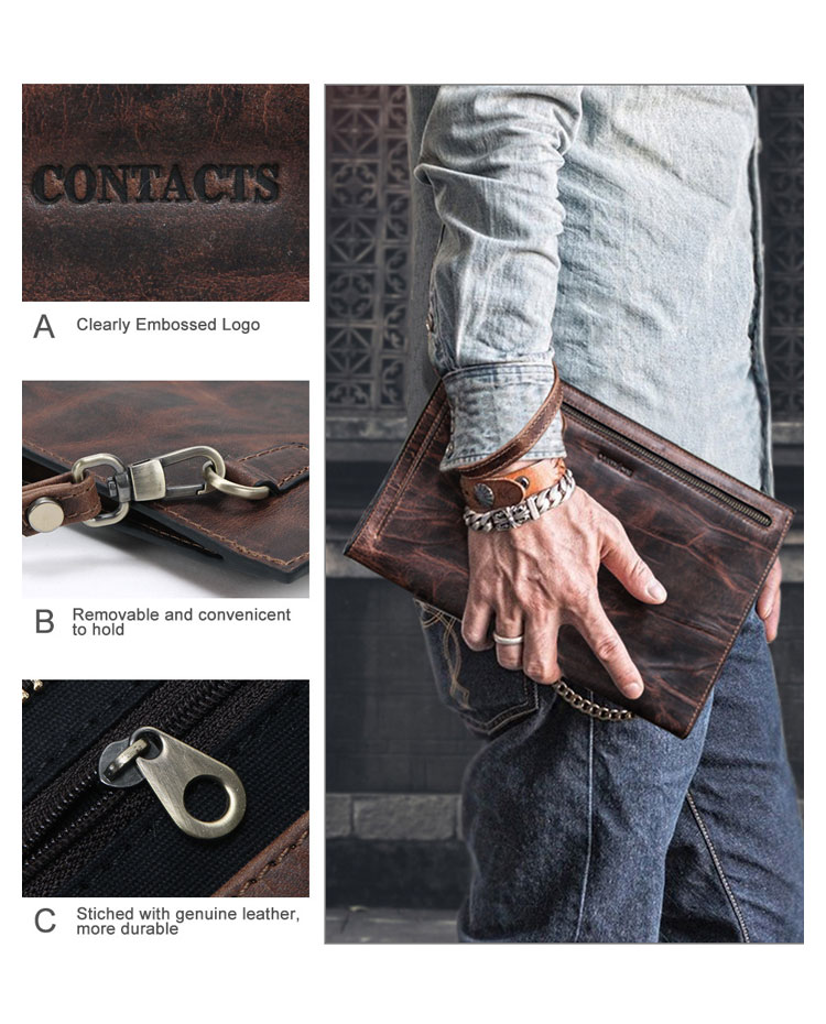 Whatna 天然 牛革 セカンドバッグ メンズ せかんどばっく 小きめ 厚手 本革 ipad 9.7収納可 結婚式 バッグ カジュアルフォーマル ビジネス 冠婚葬祭 バッグ 男性用 紳士用 ブラウン(MC1007) 6