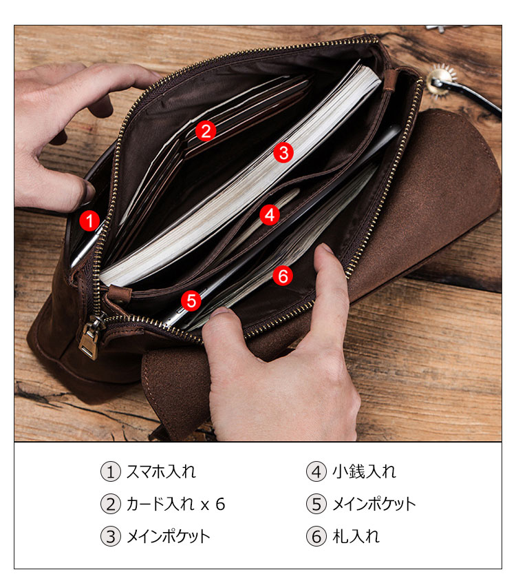 Whatna 天然 牛革 セカンドバッグ メンズ せかんどばっく 小きめ 厚手 本革 ipad 9.7収納可 結婚式 バッグ カジュアルフォーマル ビジネス 冠婚葬祭 バッグ 男性用 紳士用 ブラウン（MC1009） 3